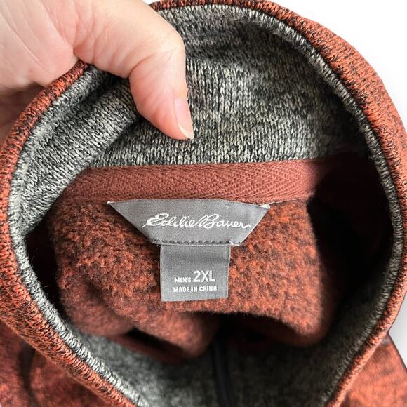 Eddie Bauer 1/4 Zip Orange and Black Radiator Sweater Fleece Men's Size 2XL - Picture 7 of 9